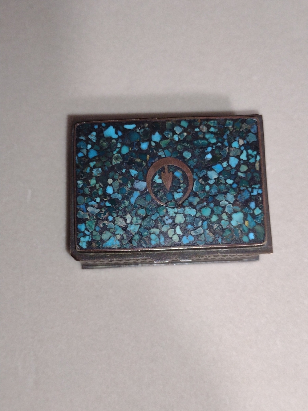 Turquoise Inlay Decorative Trinket Box - Unbranded